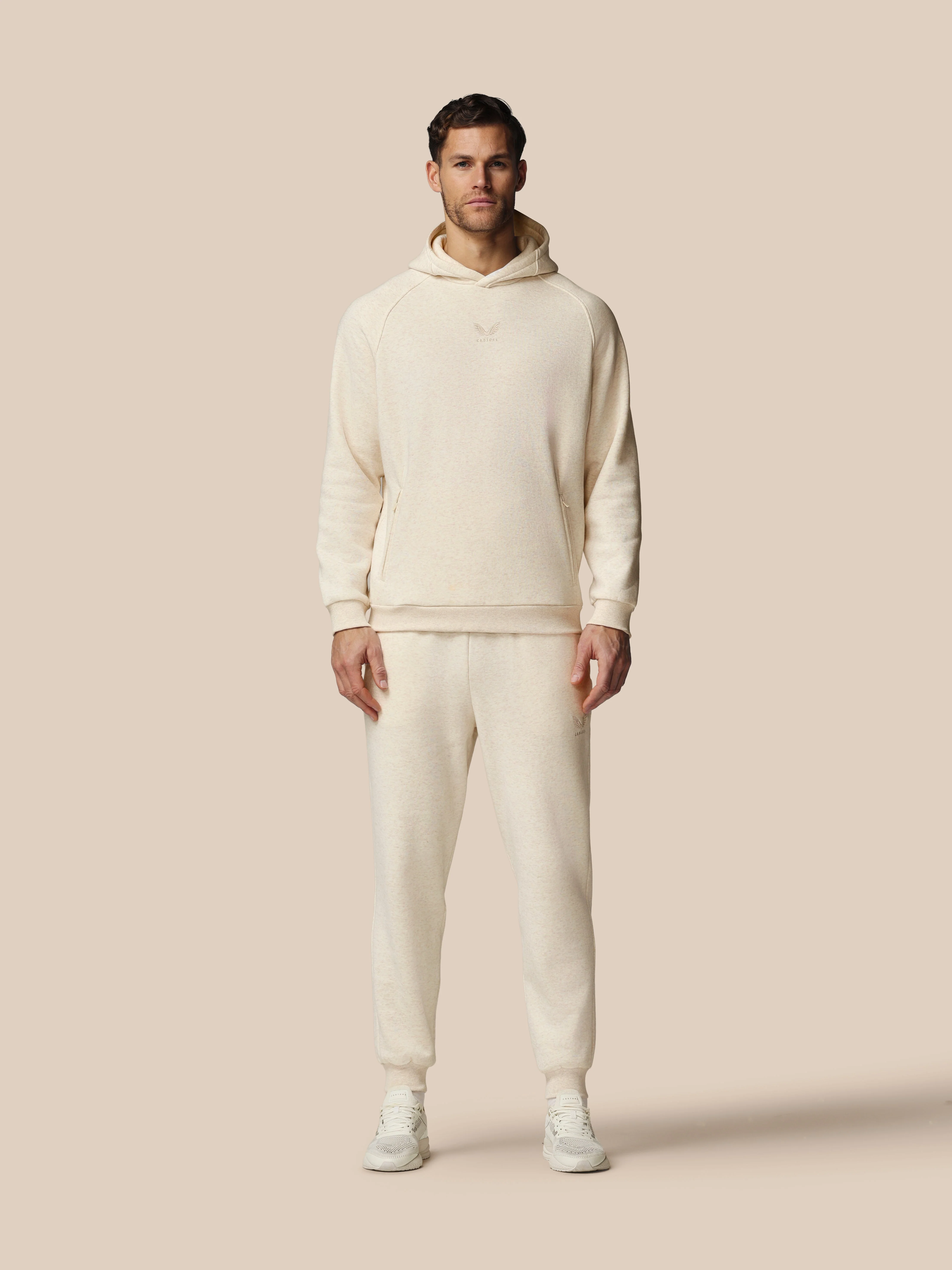 Heren Adapt Katoen Fleece Joggers - Oatmeal Marl - Image 3