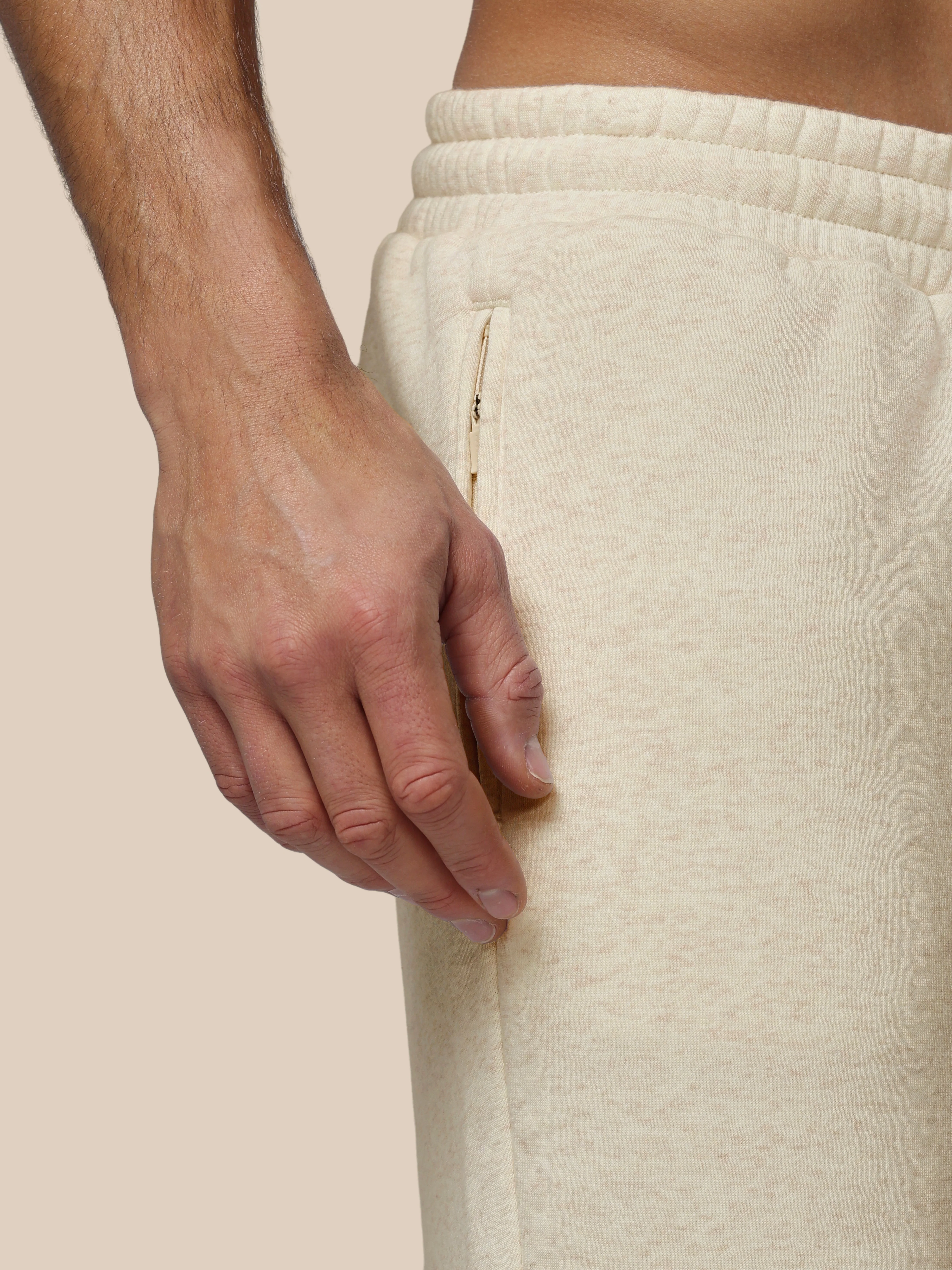 Heren Adapt Katoen Fleece Joggers - Oatmeal Marl - Image 5