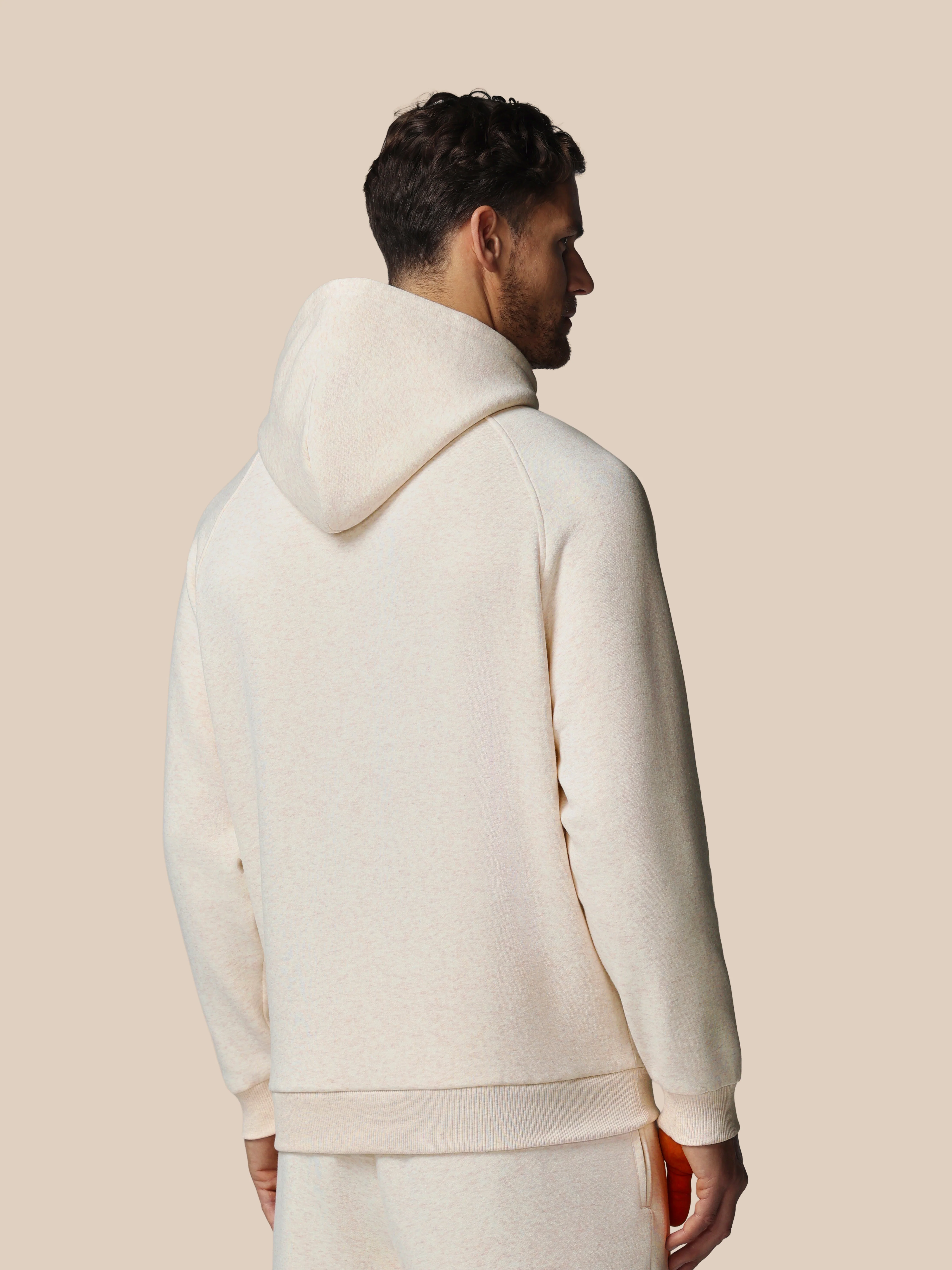 Heren Adapt Lange Mouwen Katoen Fleece Hoodie - Oatmeal Marl - Image 2