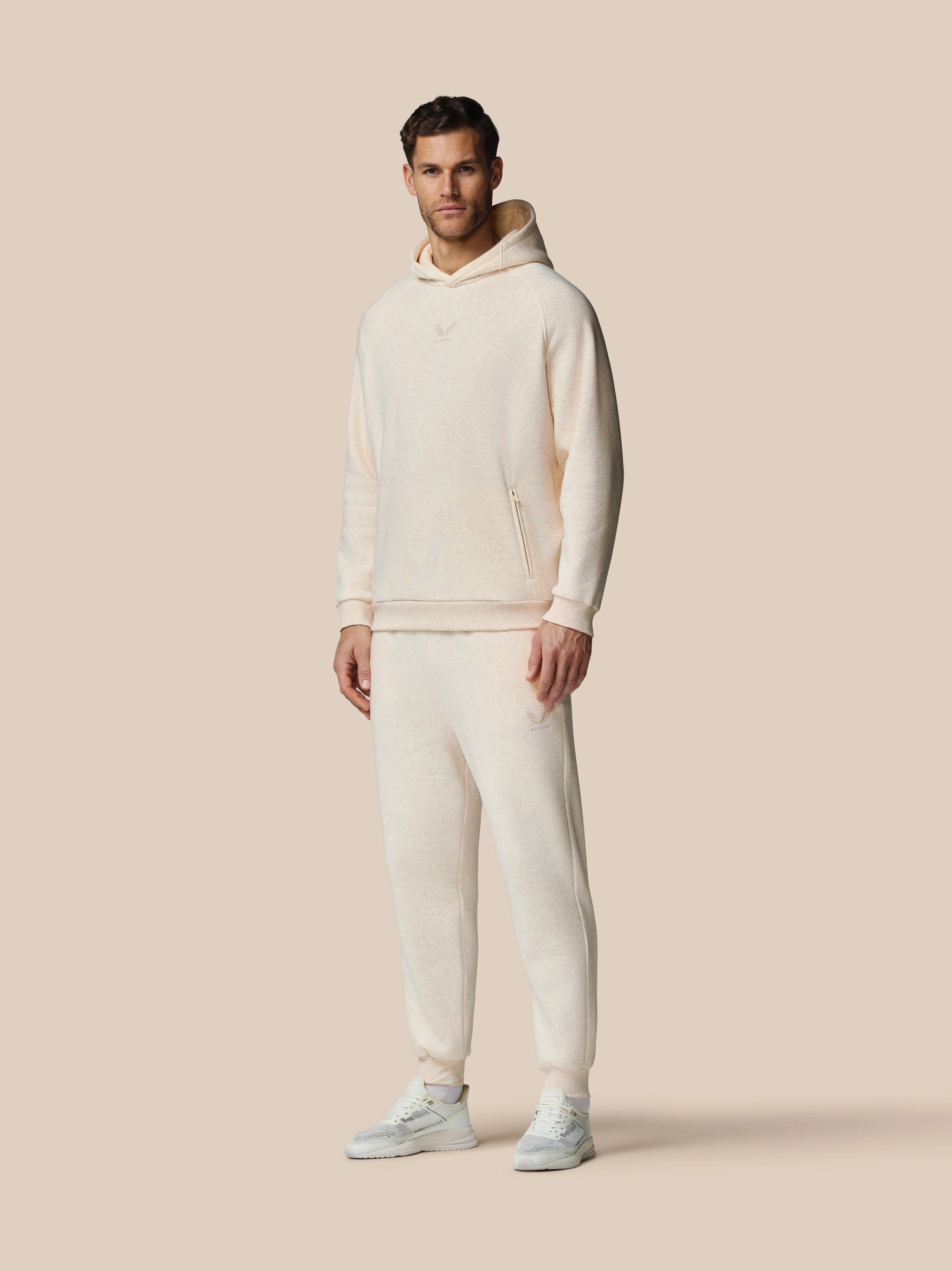 Heren Adapt Lange Mouwen Katoen Fleece Hoodie - Oatmeal Marl - Image 3