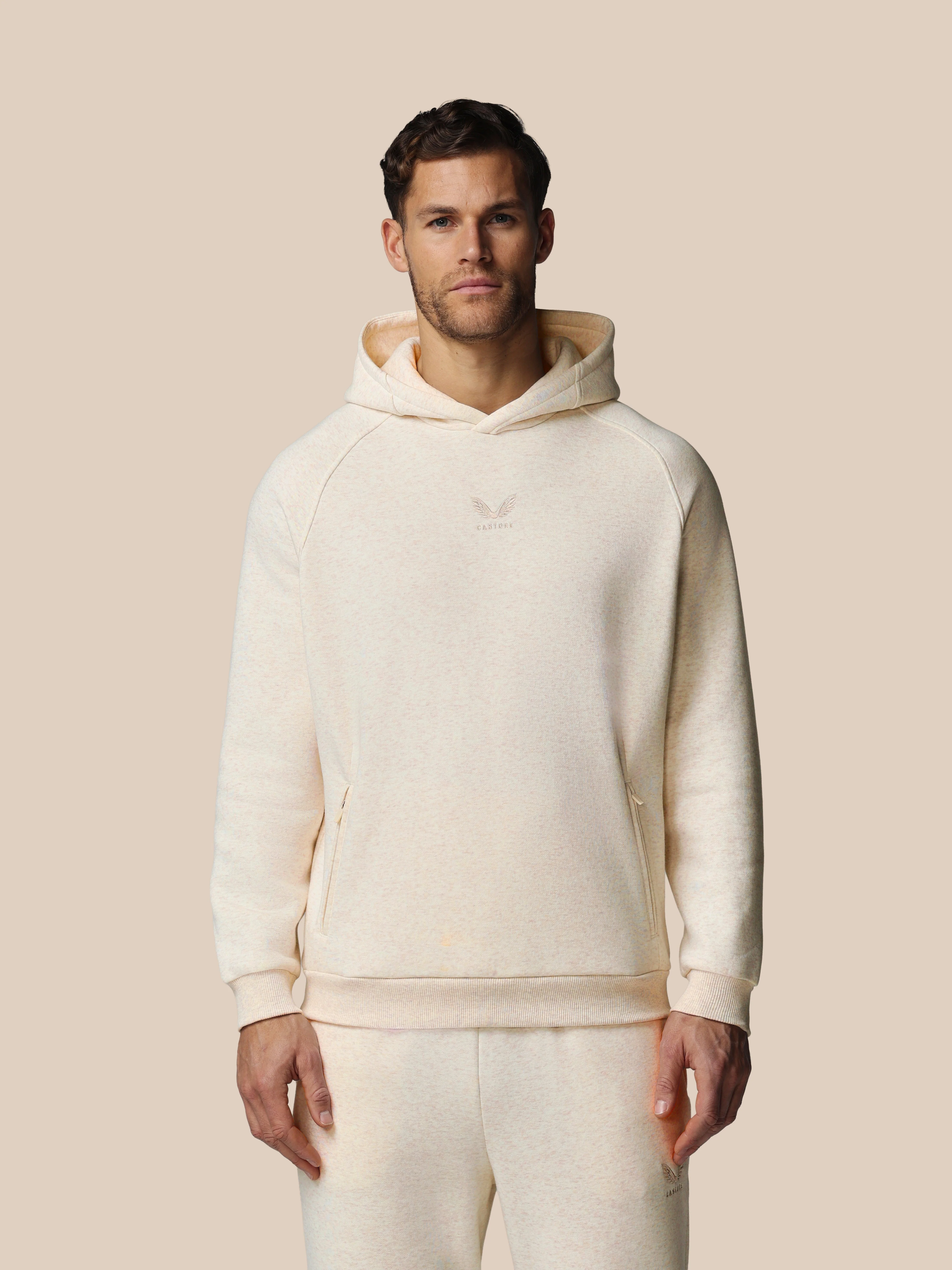 Heren Adapt Lange Mouwen Katoen Fleece Hoodie - Oatmeal Marl - Image 4