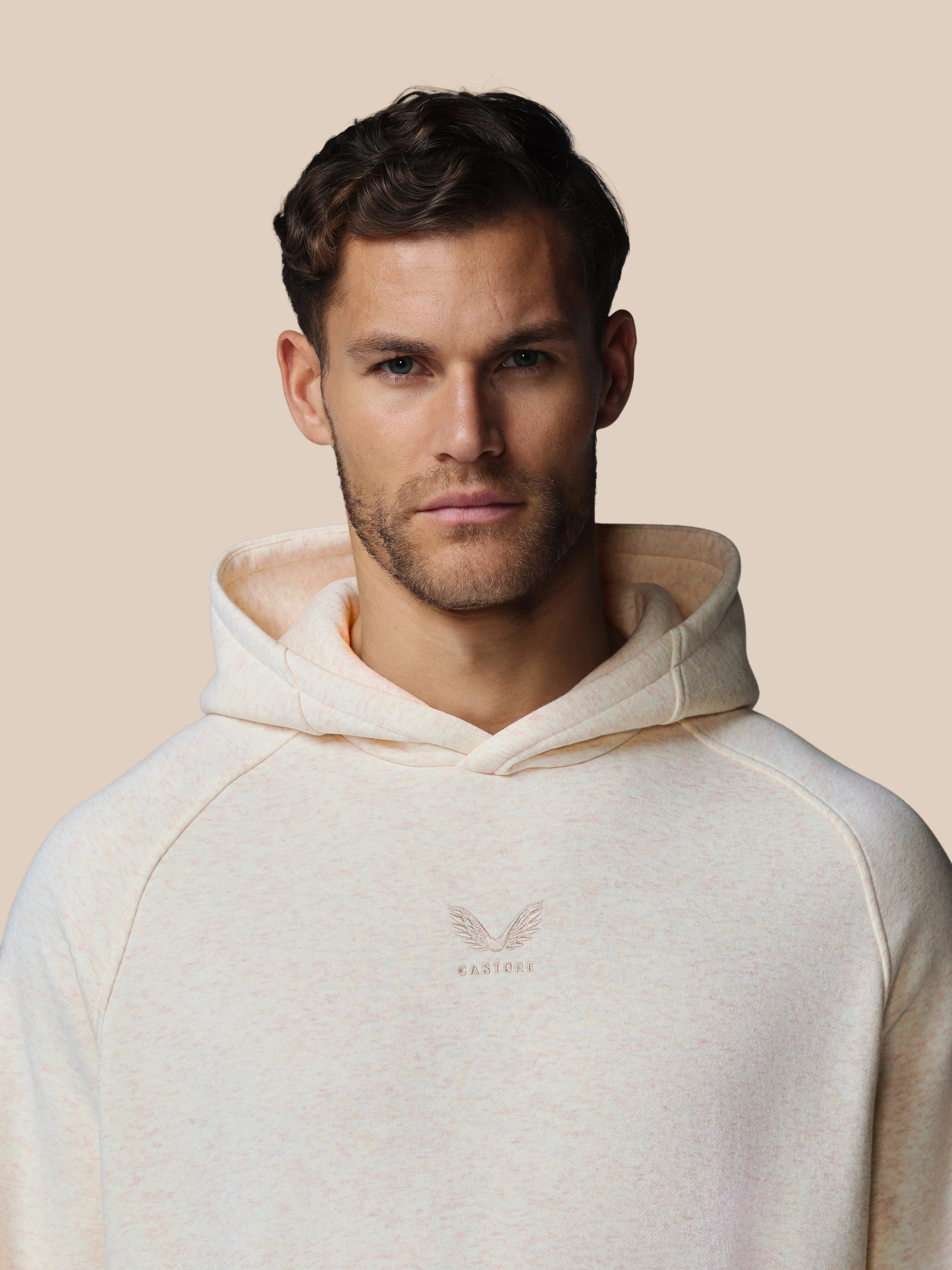Heren Adapt Lange Mouwen Katoen Fleece Hoodie - Oatmeal Marl - Image 5
