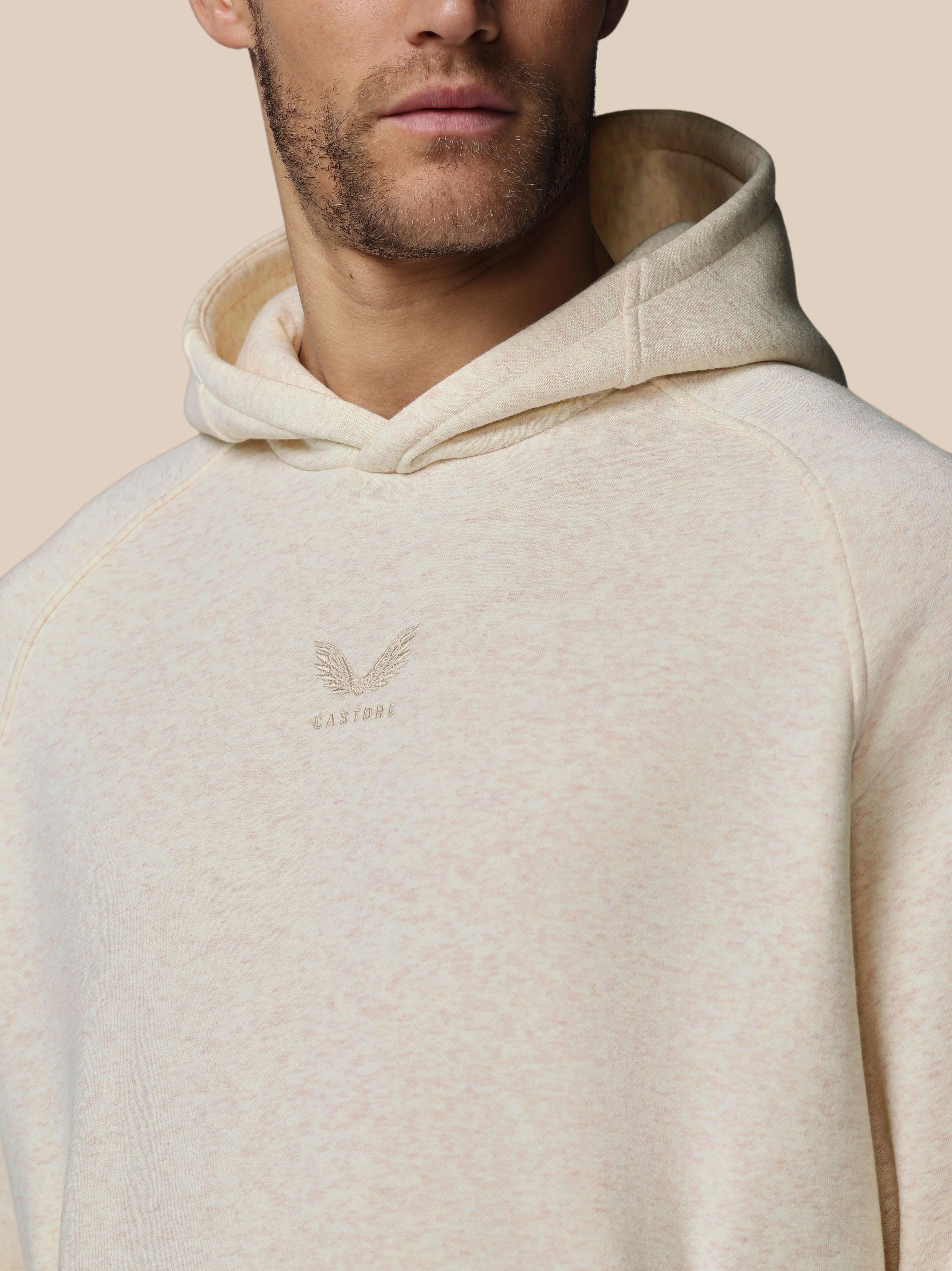 Heren Adapt Lange Mouwen Katoen Fleece Hoodie - Oatmeal Marl - Image 6