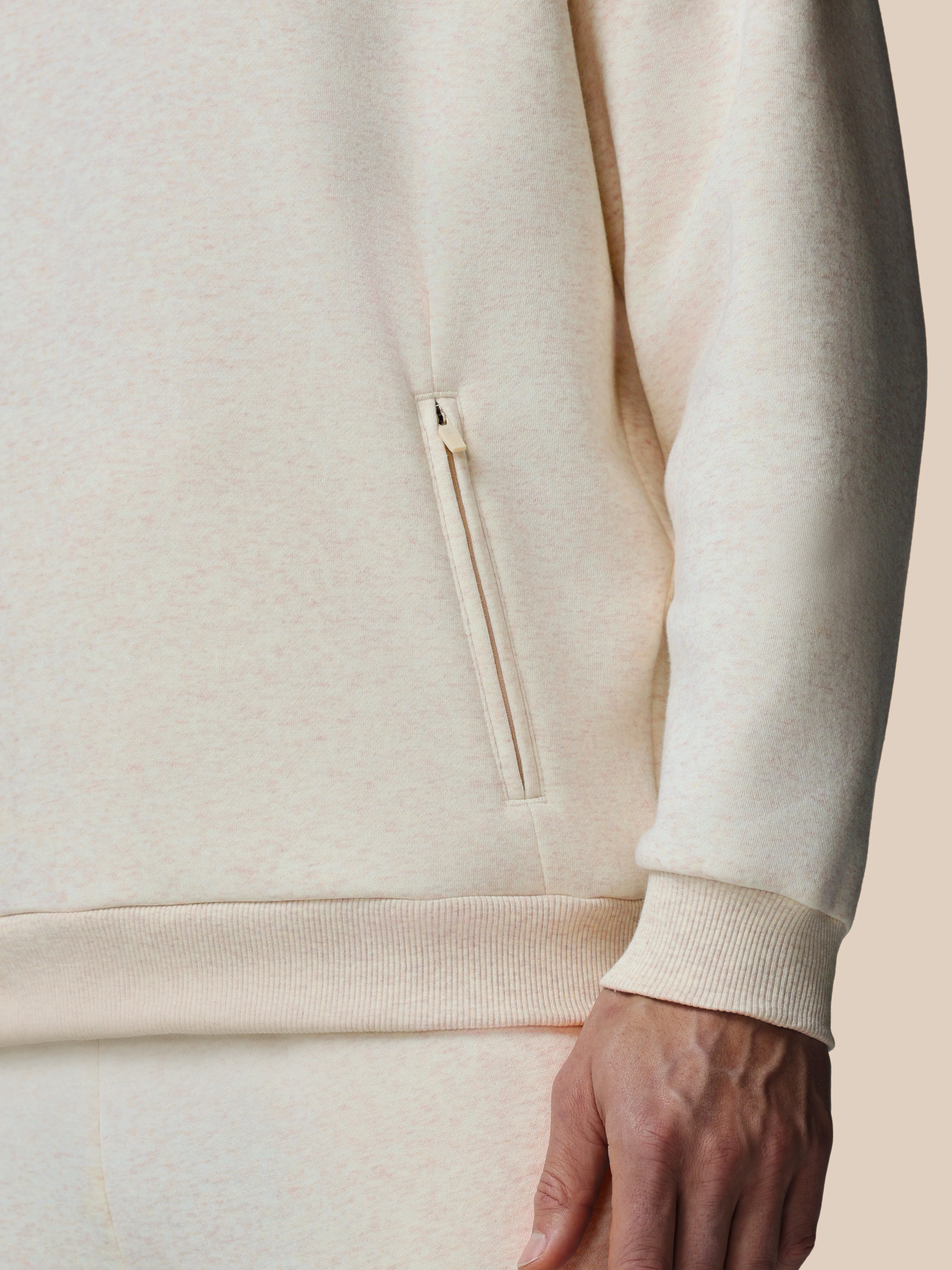Heren Adapt Lange Mouwen Katoen Fleece Hoodie - Oatmeal Marl - Image 7