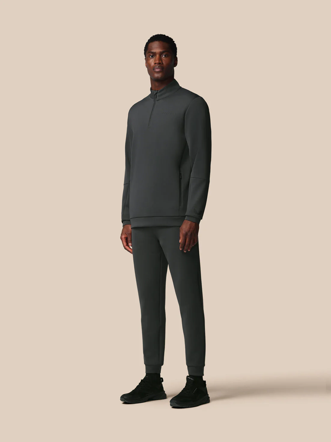 Heren Flex Lange Mouwen Kwartrits Sweatshirt - Gunmetal - Image 3